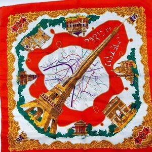 MJS PARIS FRANCE Eiffel Tower Landmarks Map Souvenir Spring Vintage Italy